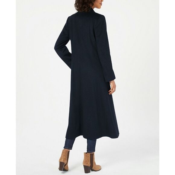 New! FORECASTER of Boston Lambswool-Blend Maxi Long Coat Navy Blue Size 16 - Picture 3 of 4